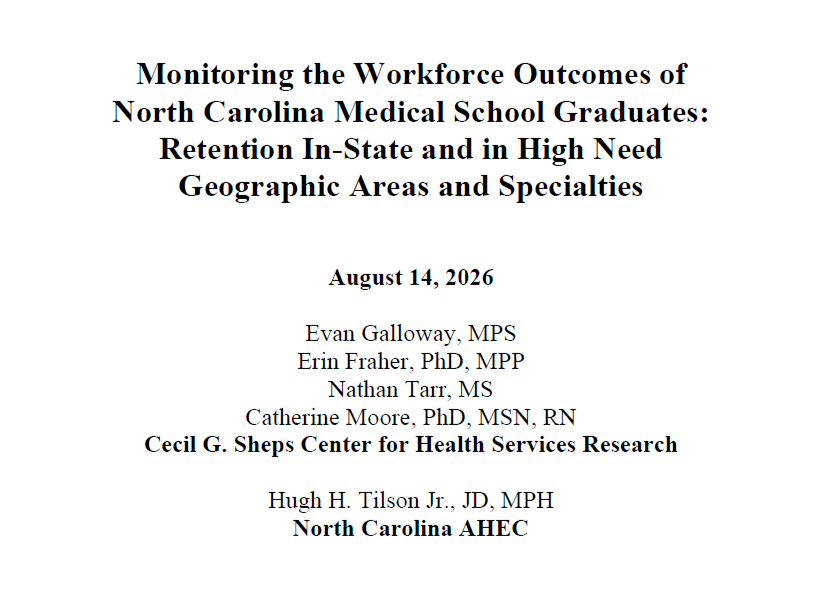 Monitoring the Workforce Outcomes of North Carolina Medical School Graduates: Retention In State and in High Need Geographic Areas and Specialties